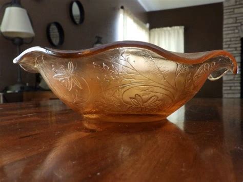 1950s Floragold Carnival Glass Bowl Jeanette Glass In Louisa Pattern