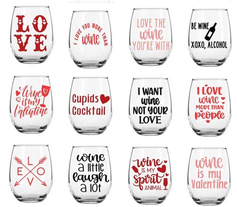 Valentine S Day Stemless Wine Glasses Valentines Day Etsy