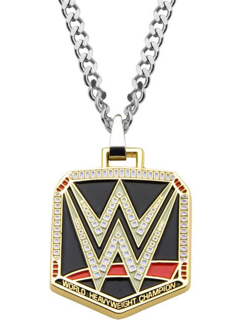 Wwe Championship Belt Logo Mens Stainless Steel Pendant 24 Chain
