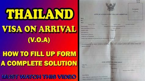 Thailand Visa On Arrival Form Voa Online Guide Of Visa On