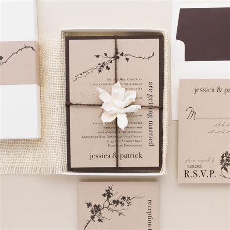 Brown Rustic Wedding Invitations Taupe Ivory Beacon Lane