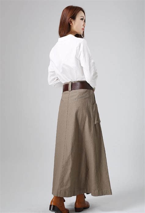 brown maxi skirt linen skirt long skirt a line skirt fall etsy brown maxi skirts womens maxi