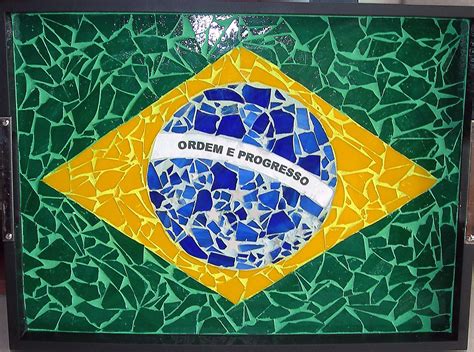 Brazilian Flag Mosaic Bandeira Do Brasil Arte Em Mosaico Mosaico De