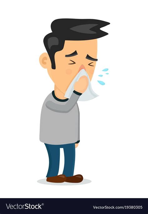 Sneezing Person Man Charactervector Flat Cartoon Illustration Icon