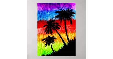 Rainbow Palm Trees Silhouetten Poster Zazzleat