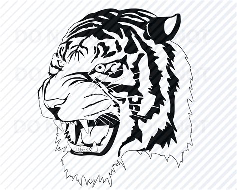 Tiger Head SVG Files For Cricut Black White Transfer Vector Images