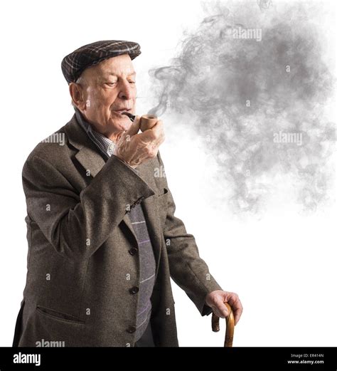 Old Man Smoking Pipe Stock Photo Alamy