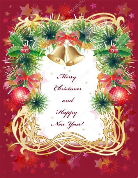 christmas greeting card with balls bells and holly stock vector image by ©maribaben 4327779