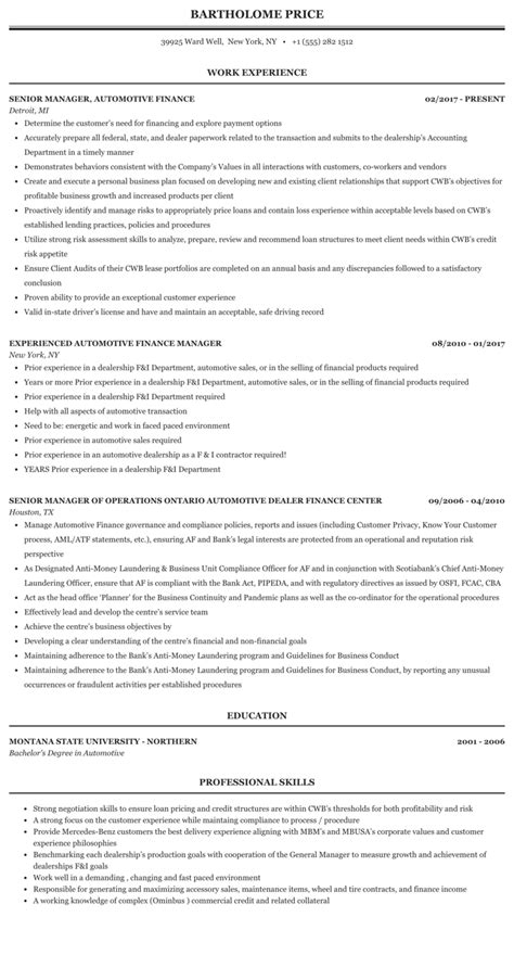 Use this auto finance manager resume template to highlight your key skills, accomplishments, and work experiences. Finance And Insurance Manager Resume : Top Insurance ...