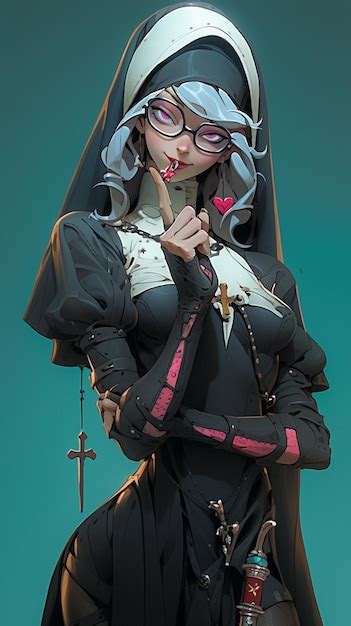 Premium AI Image Anime Style Image Of A Nun With A Gun And A Cross Generative Ai