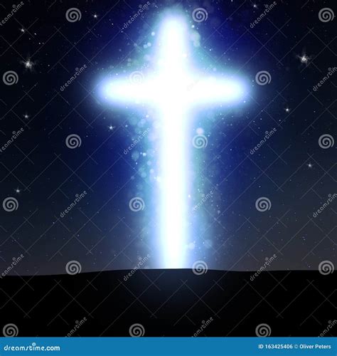 Bright Shining Cross At Night Stock Photo Image Of Glow Jesus 163425406