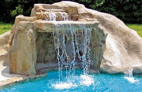 Rock Waterfall Slides Blue Haven Custom Swimming Pool And Spa