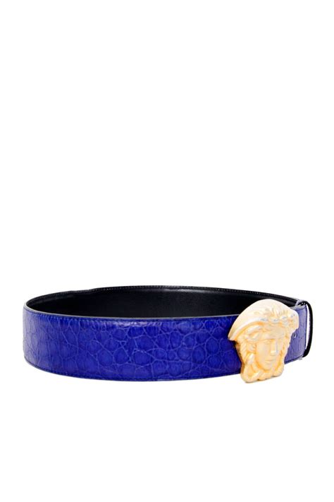 A 1980s Royal Blue Gianni Versace Belt With Medusa Buckle At 1stdibs