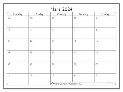 Kalender Mars 2024 För Att Skriva Ut “50sl” Michel Zbinden Se