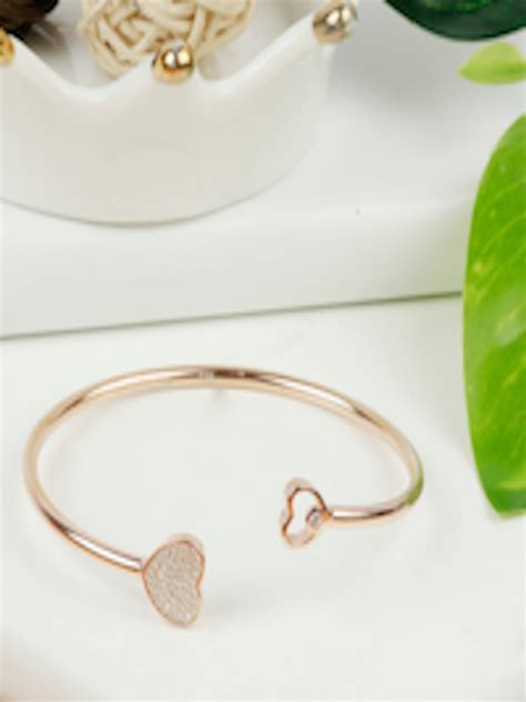 Buy Giva 925 Sterling Silver Rose Gold Plated Dual Heart Bangle