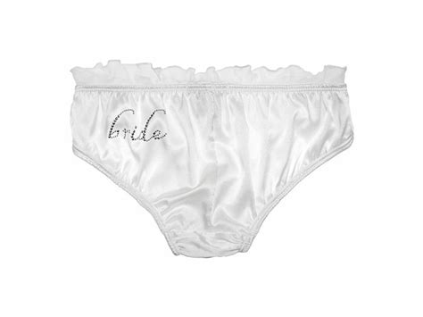 Adorable White Wedding Panties With Bride Embellished In Crystals