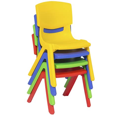 Multicolor Set 6 Kids Plastic Stacking School Chairs 10 Height