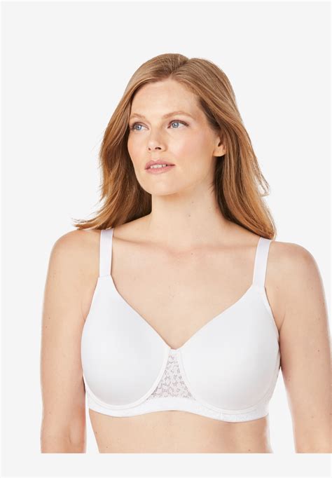 Full Coverage Lace Trim Underwire T Shirt Bra By Comfort Choice