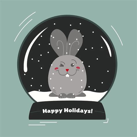 Premium Vector Illustration Of A Rabbit In A Snow Globe