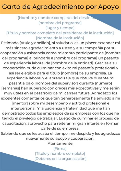 Carta De Agradecimiento Por Apoyo Modelos De Carta