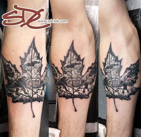 Canadian Love Maple Leaf Tattoo With Hockey And Animals By Sonia