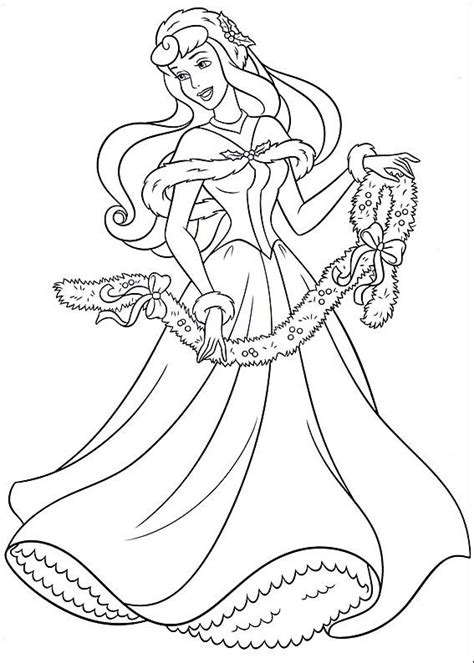 Princess Aurora Happy Christmas Coloring Pages For Kids #UF : Printable