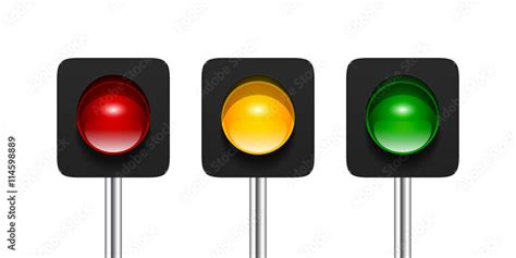 Vector Single Aspect Traffic Signals Isolated On White Background Red
