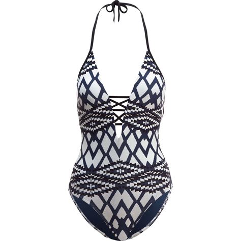 Seafolly Modern Tribe Deep V Maillot One Piece Swimsuit Womens Women