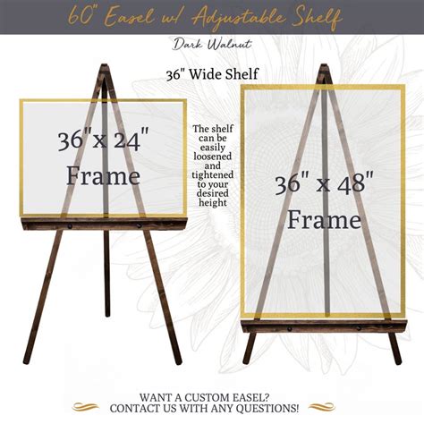 Wooden Floor Easel With Adjustable Shelf Wedding Art Stand For Etsy