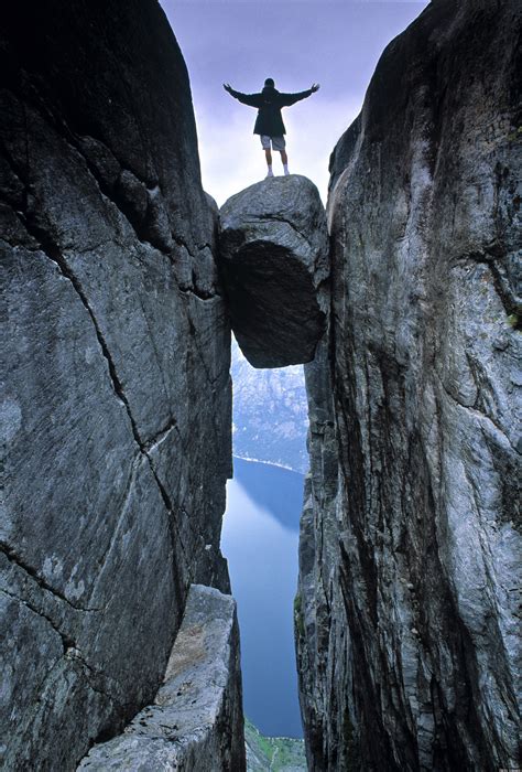 Kjeragbolten is a boulder on the mountain kjerag in sandnes municipality in rogaland county, norway. BASE Jumping Off Kjeragbolten In Norway (PHOTOS, VIDEO ...