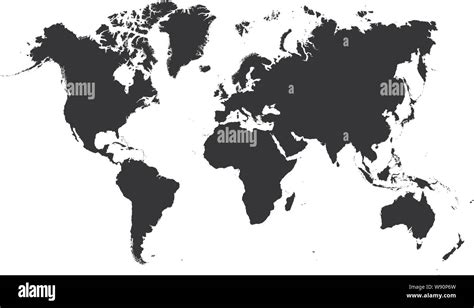 Mapa Del Mundo Con Los Continentes Imágenes De Stock En Blanco Y Negro