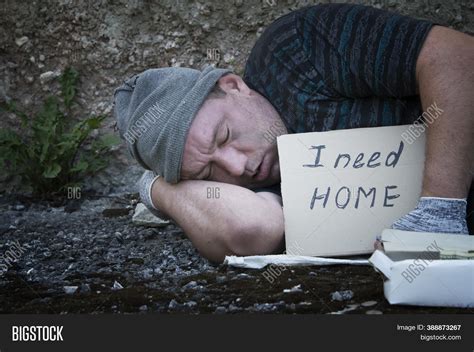 Homeless Man Sleeps On Image And Photo Free Trial Bigstock