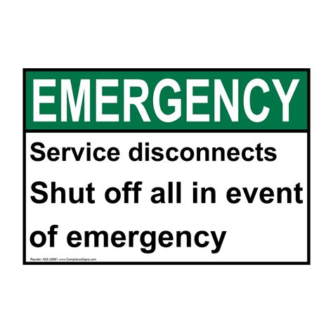 Ansi Service Disconnects Shut Off All In Event Sign Aee 28961