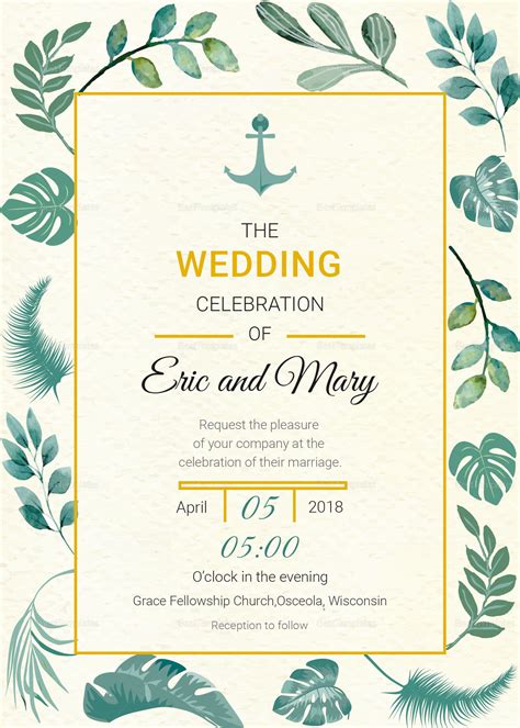 Nautical Wedding Invitation Card Template In Psd Word Publisher