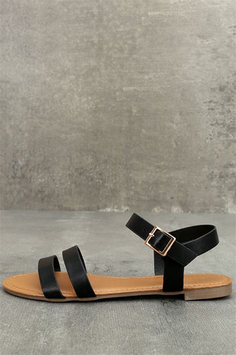 Cute Black Sandals Strappy Black Sandals Vegan Leather Sandals