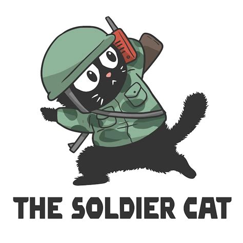 Premium Vector Illustration Of A Cat Who Is A Soldier Funny Cute Cartoon Cat