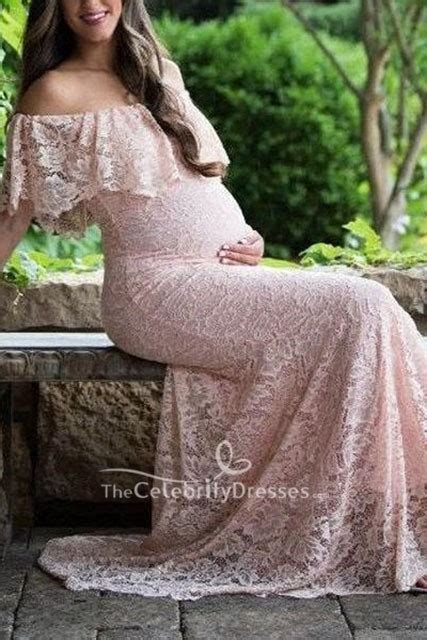 white lace off shoulder scoop cheap maternity dress for photoshoot thecelebritydresses