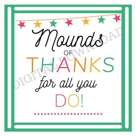 Mounds Of Thanks For All You Do Printable Etsy