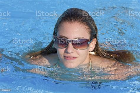 Beautiful Woman Face In A Swimmingpool Stock Photo Download Image Now