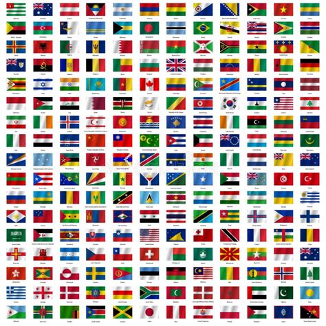 Flaggor Av Världen Och översikten På Vit Bakgrund Vektor Illustrationer