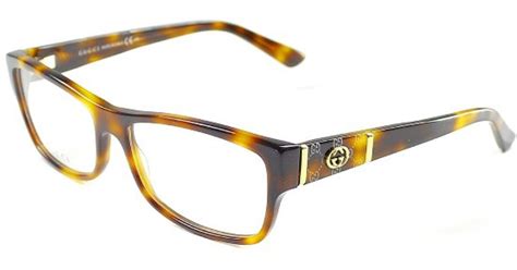 gucci gg 3133 05l havana rectangle plastic eyeglasses in brown lyst