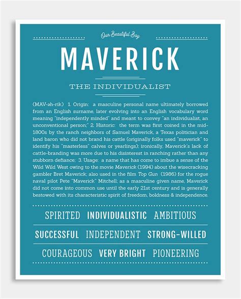 Maverick Name Art Print Names With Meaning Classic Names Names