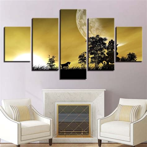 Check out our living room wall art selection for the very best in unique or custom, handmade pieces from our wall decor shops. 5 Panel Sunrise Tree Landscape Living Room Pictures ...