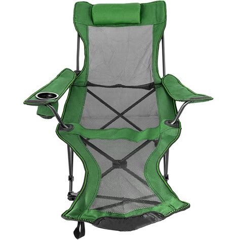 Vevor Folding Camp Chair With Footrest Mesh Lounge Chair With Cup