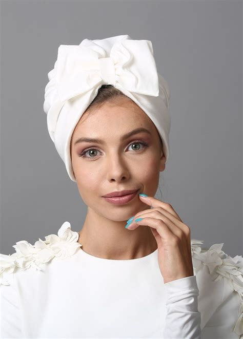 Bow Style Turban In Elegant White The Turban Is Stretchy Light And