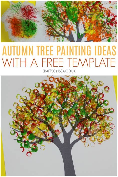 Autumn Tree Painting Ideas For Kids Free Template Crafts On Sea