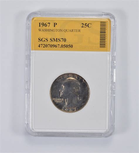 Graded Sms70 1967 P Washington Quarter Sgs Graded Property Room