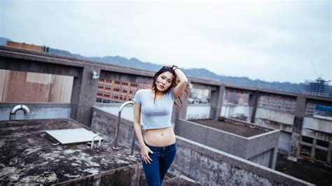 women outdoors women model cityscape urban outdoors asian photography blue fashion