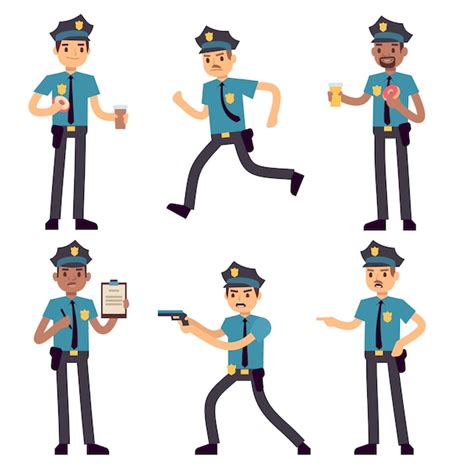 Premium Vector Officer Policeman Vector Cartoon Characters Isolated
