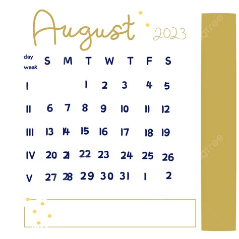 Calendar August 2023 With Various Colours Calendar 20